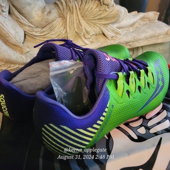 Saucony Womens Showdown 4 Lace Up Running Shoe Bright Green Purple 9.5 - Picture 5 of 13